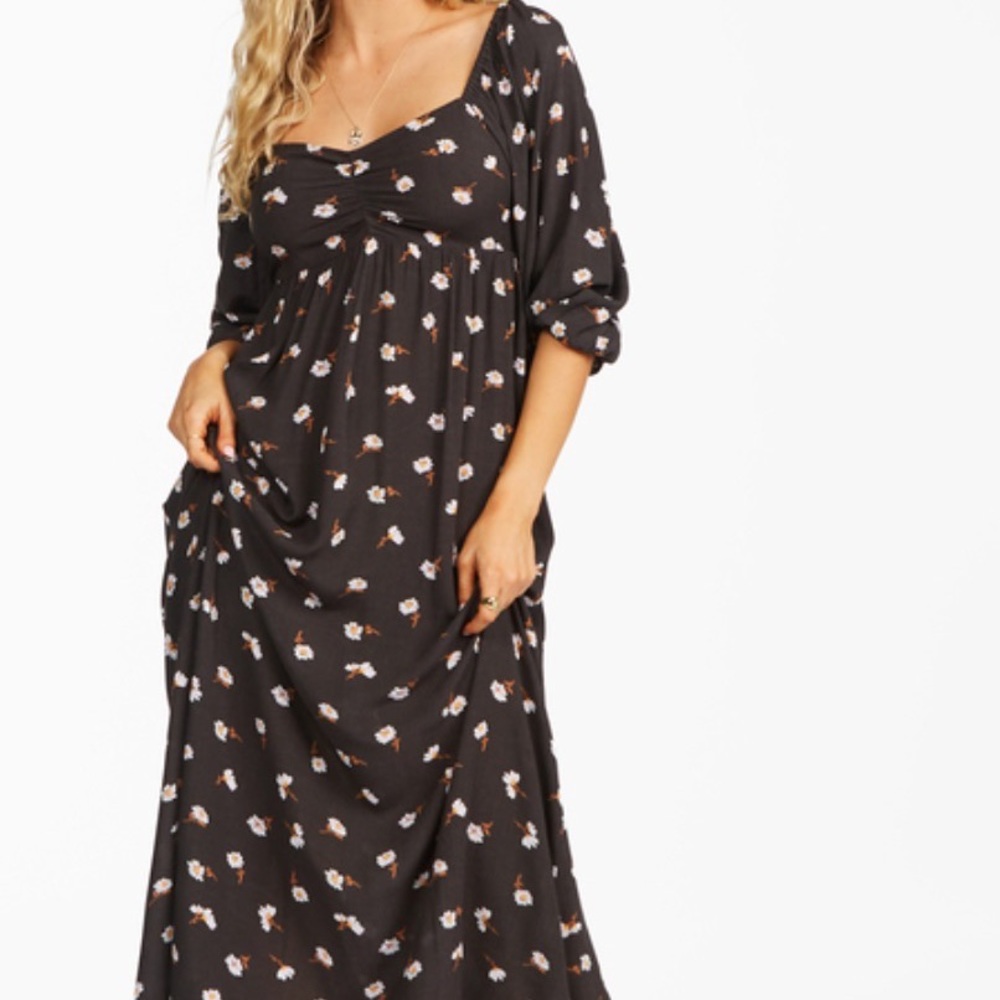 Billabong Swept Away MIDI Dress, floral, size medium